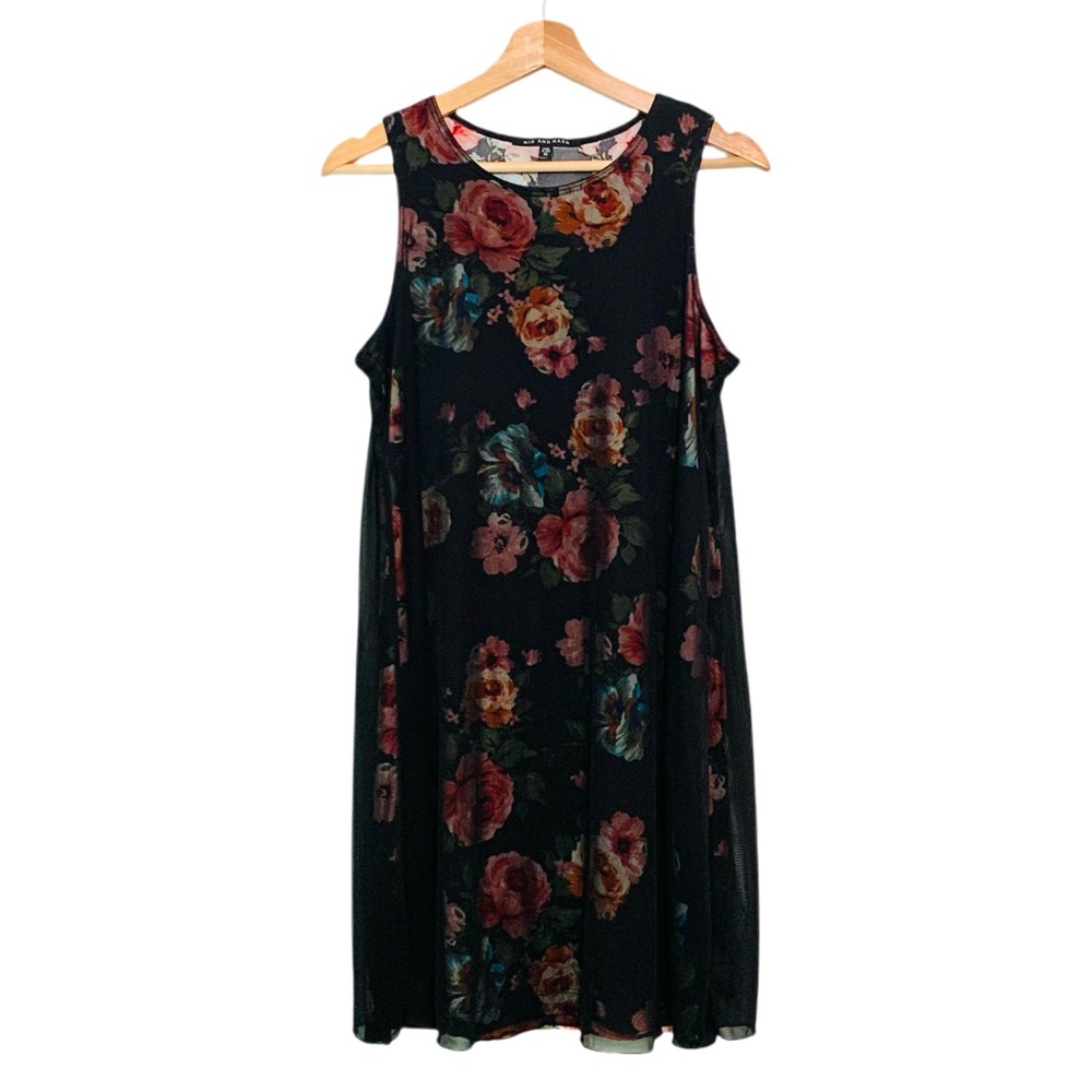 Nic & Nash 2016 Rose Print Dress Sleeveless Medium Dark Romantic Whimsy Goth